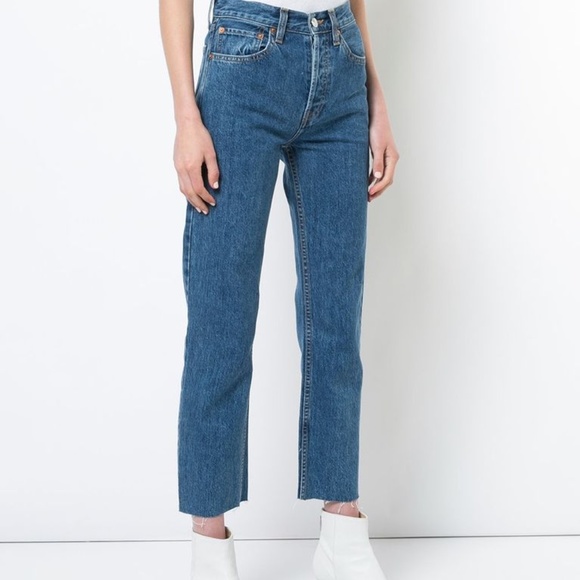 redone high rise stovepipe jeans